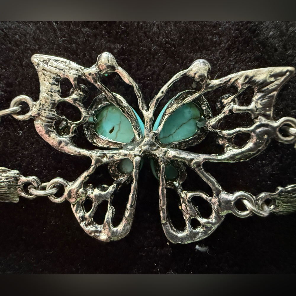 Turquoise & silver Butterfly Bracelet costume - Picture 5 of 7